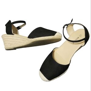 Hzstay Black Wedge Espadrilles